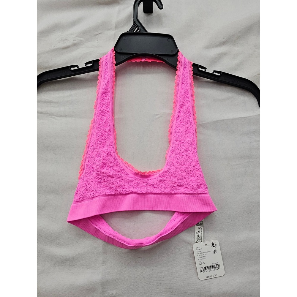Free People Womens Halter Bralette Pink Polyamide Blend Casual Size XS/S